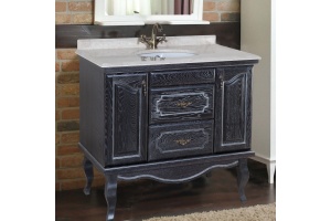 Тумба с раковиной Bellezza Рим 100 черная патина серебро