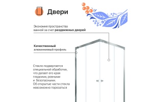 Душевой уголок DIWO Анапа 90х90, профиль хром глянец - 2