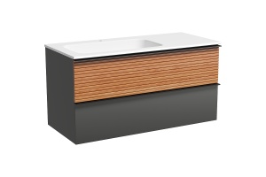 Тумба под раковину Sancos Delta 99х44 левая серая - светлое дерево