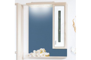 Зеркало-шкаф Бриклаер Бали 62 светлая лиственница, белый глянец, R