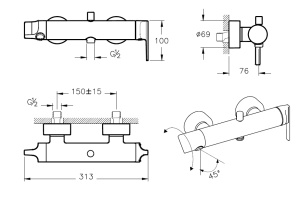 Смеситель для ванны Vitra SUIT (A42488EXP) - 2