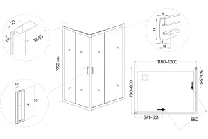 Душевой уголок Veconi Rovigo 120х80, хром (RV10-12080-01-C5) - 3