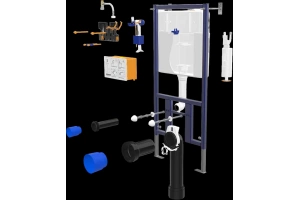 Инсталляция для подвесного унитаза Vincea 51 синяя с белым - 2