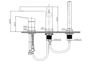 Смеситель на борт ванны BelBagno Delta брашированное золото (DEL-BVD3-BORO) - 2