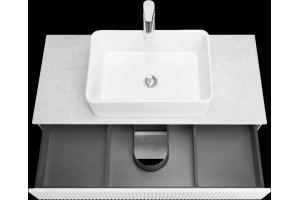 Тумба с раковиной Aquaton Марбл 100 белый-серый - 3