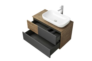 Тумба с раковиной Лола 60 Aquaton Терра 85 светлое дерево-серый - 3