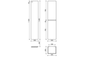 Шкаф-пенал Sancos Urban 35 белый, глянцевый (PUR35W) - 3