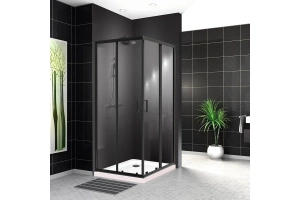 Душевой уголок BelBagno Uno 100х100 профиль черный матовый стекло прозрачное - 3