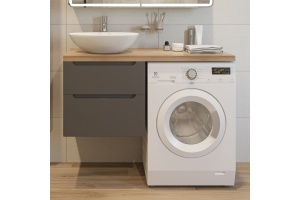 Тумба с раковиной STWORKI Берген 60 серая со светлой столешницей 122, Moduo 55 Leaf, R