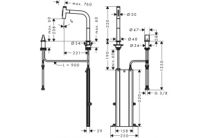 Кухонный смеситель hansgrohe M71 M7120-H200 однорычажный, на 2 отверстия, с вытяжным изливом 73818670 - 2