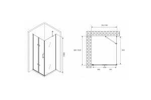 Душевой уголок Abber Zart 80x100 профиль хром стекло прозрачное - 3