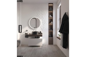 Столешница STWORKI Ольборг 80 дуб карпентер, без отверстий, с тумбой 80, с раковиной BOCCHI Vessel черной - 2