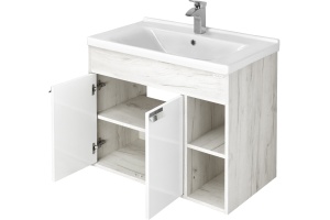 Тумба с раковиной Aquaton Флай 80 белый-светлое дерево - 3