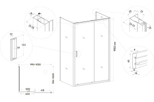 Душевой уголок Veconi Rovigo RV-046B 100x110, черный - 3