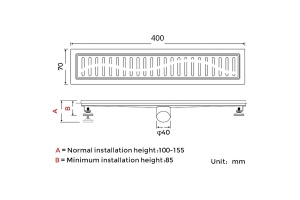 Душевой лоток Gappo сатин 40 с решеткой - 2