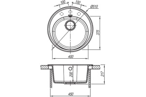 Мойка кухонная Florentina Лотос 510 бежевый - 2