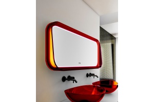 Зеркало Abber Kristall 120 красное с подсветкой - 2