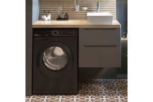 Мебель для ванной STWORKI Берген 60 серая со светлой столешницей 122, раковина Bocchi Vessel 1173-061-0125 - 2