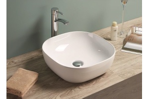 Раковина керамическая накладная AM-78106, цвет белый, 415х415х145