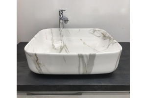 Раковина накладная CeramaLux MNC 50 см под камень/белый, серый (190) - 2