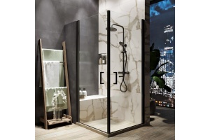 Душевой уголок Orange E04 100TB 100х100, профиль черный