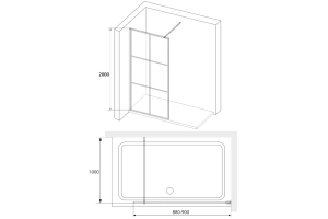 Душевая перегородка RGW Walk In WA-011B 90х200 профиль черный стекло прозрачное - 3