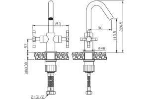 Смеситель Orange Mia для раковины M34-011B - 2