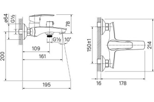 Смеситель Iddis Ray RAYSB02i02WA для ванны с душем - 3