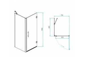 Душевой уголок RGW Passage PA-36B 70x90 профиль черный стекло прозрачное - 3