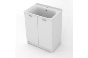 KERASAN Aquadom Комплект для постирочной 75х50см: база + раковина 0293 c 1 отв. под смеситель +выпуск с сифоном , цвет белый матовый