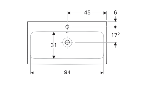 124090000 GEBERIT раковина с отв. п/смеситель ICON /900х485/ (бел) - 2