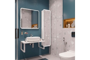 Столешница с раковиной DIWO Элиста 80 белый мрамор, с раковиной Moduo 50 Square - 3