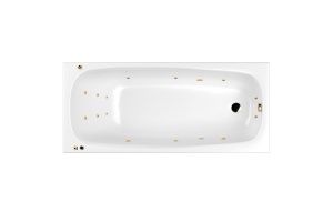 Ванна акриловая WHITECROSS Layla Slim Smart 180x80 с гидромассажем белый - золото