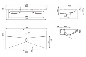 Раковина BelBagno Marino-Cer 100x45 (BB-0324-100-LVB) - 2