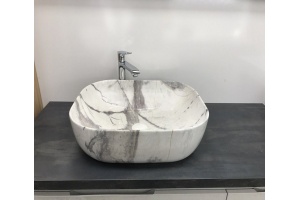 Раковина накладная CeramaLux MNC 50 см под камень/белый, серый (K397G125) - 2