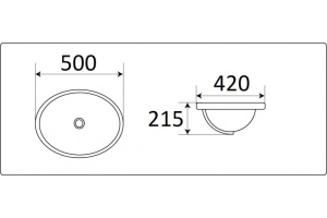 Раковина встраиваемая CeramaLux N 50 см белый (1203) - 2