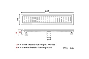 Душевой лоток Gappo черный 80 с решеткой - 2