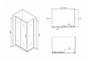 Душевой уголок Abber Schwarzer Diamant 130х80 черный (AG30130BH-S80B) - 3