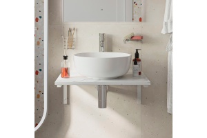 Столешница с раковиной DIWO Элиста 60 белый мрамор, с раковиной  Moduo 40 RING