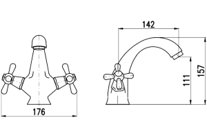Смеситель для раковины Rav Slezak Morava retro черный матовый - золото - 2