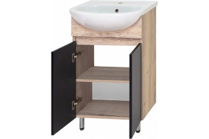 Тумба под раковину Misty Поло 50 черная - светлое дерево - 2