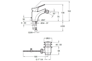 Смеситель Jacob Delafon Brive E75763-CP для биде - 2