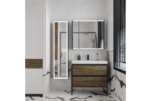 Шкаф-пенал с зеркалом STWORKI Кронборг МВК077 40, с подсветкой, черный - 2