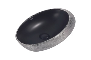 Накладная раковина Abber Bequem 49 черная матовая с серебром