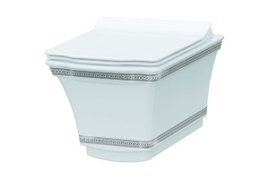 Биде подвесное Boheme Hermitage белое с узором хром