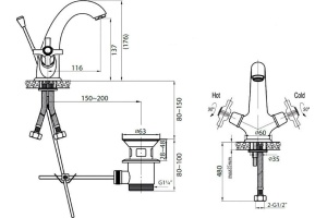 Смеситель для раковины Cezares LORD хром (LORD-LS1-01) - 2