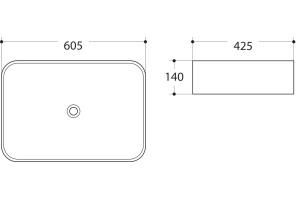 Раковина керамическая накладная AM-78565, цвет белый, 605х400х140 - 2