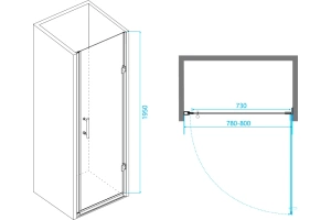 Душевая дверь в нишу RGW Passage PA-06B 80х195 профиль черный стекло прозрачное - 3