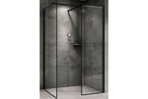 Душевая перегородка Abber Immer Offen 120 черная стекло прозрачное