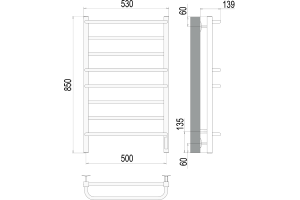 Электрический полотенцесушитель Terminus Евромикс квадро П8 500x850 Хром - 3